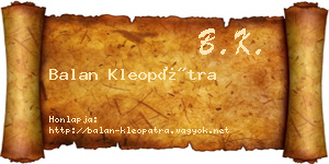 Balan Kleopátra névjegykártya